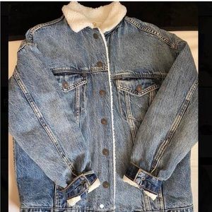 Aerie OFFLINE Oversized Sherpa Lined Trucker Jean Jacket